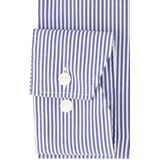 OLYMP - Blauw Gestreept Overhemd - 100% Katoen - Kent Kraag - Lange Mouwen