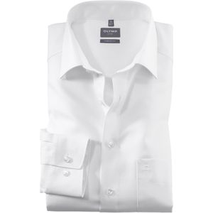 OLYMP Luxor comfort fit overhemd - wit twill - Strijkvrij - Boordmaat: 39