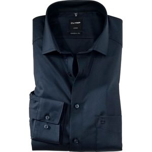 OLYMP - Luxor - Overhemd - Nachtblauw - Twill - Strijkvrij