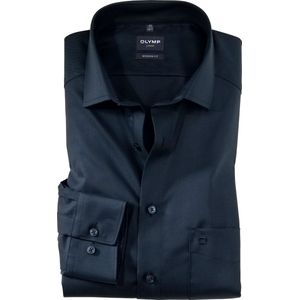 OLYMP - Luxor - Overhemd - Nachtblauw - Twill - Strijkvrij