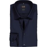 OLYMP - Blauw Effen Overhemd - Katoen - Kent Kraag - Lange Mouwen