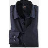 OLYMP - Blauw Effen Overhemd - Katoen - Kent Kraag - Lange Mouwen