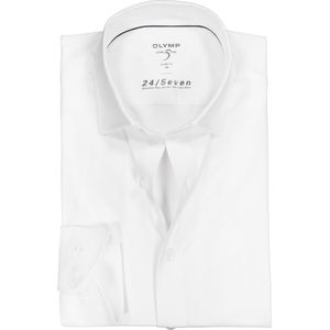 OLYMP Level 5 24/Seven Overhemd - Wit - Tricot - Strijkvriendelijk