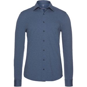 OLYMP - Level 5 24/Seven Body Fit Overhemd - Rookblauw Tricot - Strijkvriendelijk