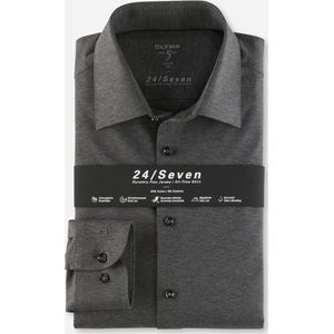 OLYMP - Level 5 24/Seven Body Fit Overhemd - Antraciet Grijs - Strijkvriendelijk