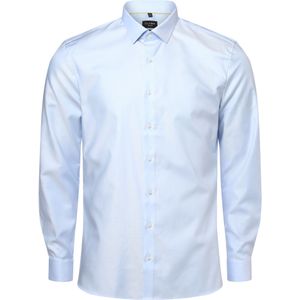OLYMP - Blauw Effen Overhemd - Katoen - Kent Kraag - Lange Mouwen