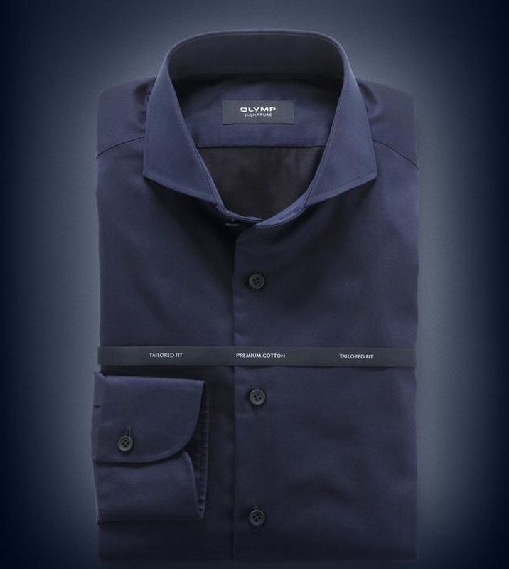 OLYMP - SIGNATURE - Overhemd - Nachtblauw - Tailored Fit