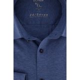 OLYMP - Blauw Effen Overhemd - Katoen - Kent Kraag - Lange Mouwen