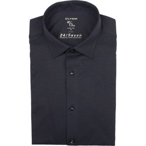 OLYMP - No. Six 24/Seven Overhemd - Tricot - Marine Blauw - Strijkvriendelijk