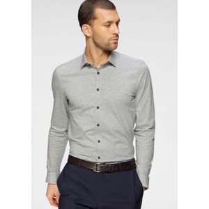 OLYMP No. Six 24/Seven Overhemd - Tricot - Grijs - Strijkvriendelijk