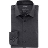 OLYMP No. Six Overhemd - Antraciet Grijs - Tricot - Strijkvriendelijk