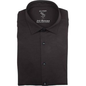 OLYMP - No. Six 24/Seven - Overhemd - Zwart - Tricot - Strijkvriendelijk