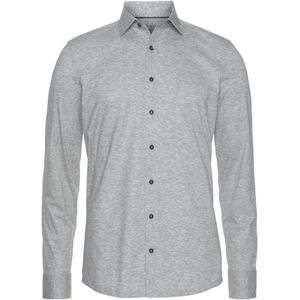 OLYMP - Level 5 - Overhemd - Lichtgrijs - Jersey - Body Fit