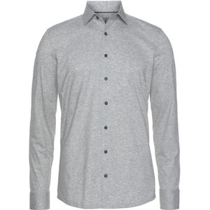 OLYMP - Grijs Effen Overhemd - Biologisch Katoen - Kent Kraag - Lange Mouwen
