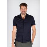 OLYMP - Level 5 24/Seven - Overhemd - Marine Blauw - Korte Mouw - Strijkvriendelijk