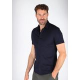 OLYMP - Level 5 24/Seven - Overhemd - Marine Blauw - Korte Mouw - Strijkvriendelijk