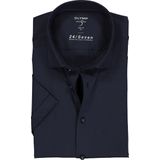 OLYMP - Level 5 24/Seven - Overhemd - Marine Blauw - Korte Mouw - Strijkvriendelijk