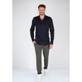 OLYMP - Level 5 - Overhemd - Donkerblauw - Jersey - Body Fit