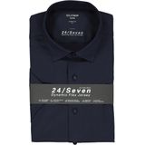 OLYMP - Luxor 24/Seven - Overhemd - Marine Blauw - Korte Mouw, Jersey Kwaliteit, Biologisch Katoen