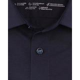 OLYMP - Luxor 24/Seven - Overhemd - Marine Blauw - Korte Mouw, Jersey Kwaliteit, Biologisch Katoen