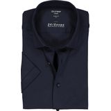 OLYMP - Luxor 24/Seven - Overhemd - Marine Blauw - Korte Mouw, Jersey Kwaliteit, Biologisch Katoen