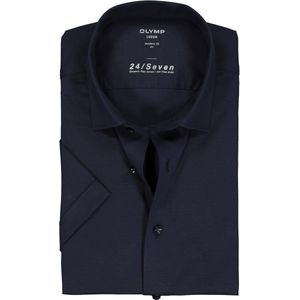 OLYMP - Luxor 24/Seven - Overhemd - Marine Blauw - Tricot - Strijkvriendelijk