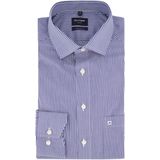 OLYMP - Luxor - Overhemd - Marine Blauw met Wit Gestreept - 100% Katoen - Strijkvrij