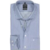 OLYMP - Luxor - Overhemd - Marine Blauw met Wit Gestreept - 100% Katoen - Strijkvrij