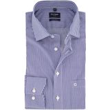 OLYMP - Luxor Overhemd - Marine Blauw met Wit Gestreept - Strijkvrij