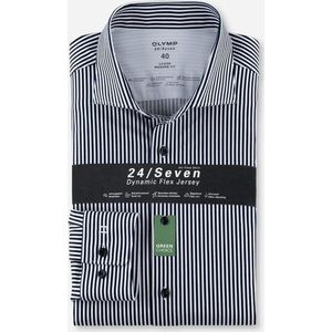 OLYMP - Luxor 24/7 - Overhemd - Marineblauw Gestreept - Strijkvrij - Katoen