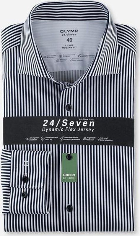 OLYMP - Luxor - Overhemd - Marineblauw - Katoen - Modern Fit