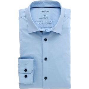 OLYMP No. Six Overhemd - Lichtblauw - Tricot - Strijkvriendelijk