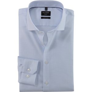 OLYMP - No. 6 - Overhemd - Wit met Lichtblauw - Poplin - Slim Fit