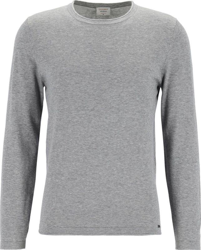 OLYMP - Casual Trui - Zilvergrijs - Gecoat Katoen