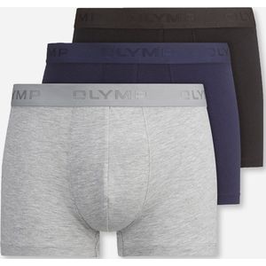 OLYMP - Boxershorts - Set van 3 Paar - Zwart Blauw Grijs - Katoen-Stretch