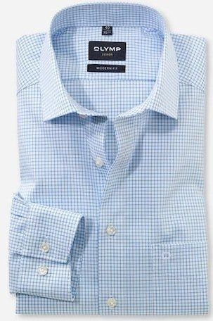 OLYMP - Lichtblauw Overhemd - Lange Mouwen - Poplin - Modern Fit