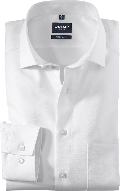 OLYMP - Luxor - Overhemd - Wit - Modern Fit - Mouwlengte 7 - Strijkvrij