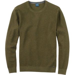 Casual Pullover - Olijfgroen - Katoen - Ronde Hals - Modern Fit