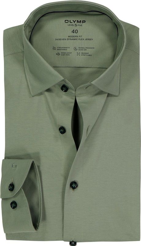 OLYMP Luxor 24/Seven Overhemd, modern fit, New Kent, Lindegroen