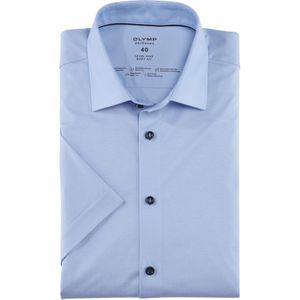 OLYMP - 24/7 Level 5 - Overhemd - Lichtblauw - Korte Mouw, Body Fit, Flex-Jersey, Easy Iron