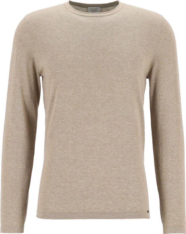 OLYMP - Trui - Beige - 100% Katoen - Strak Getailleerd