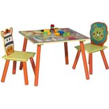 WOLTU 1 Kindertafel + 2 stoelen Kindermeubelset voor kinderen,kindertafel met 2 stoelen met dierlijk patroon,SG006