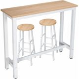 Woltu Bartisch, 1x Bartisch+2x Barhocker Set Esstisch Essgruppe Metallgestell