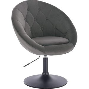 Rootz Luxe Lounge Fauteuil - Pluche Fluwelen Stoel - Elegante Zit - Stijlvolle Fauteuil - Comfortabele Zit - Donkergrijs - 46x44x81-93 CM