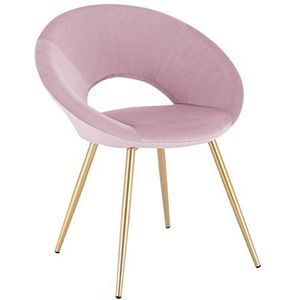 WOLTU 1 x eetkamerstoel fluwelen en metalen vrijetijdsstoel, roze BH230rs-1