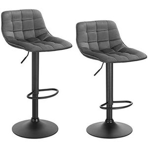 WOLTU Barkruk, set van 2 designer barstoel, gestoffeerde kruk met armleuningen, barkruk, bistrokruk met rugleuning, voetensteun, fluweel, zwart