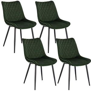 WOLTU 4 eetkamerstoelen van fluweel en metaal, woonkamerstoelen donkergroene keukenstoelen BH209dgn-4