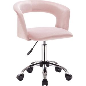 Rootz Rolling Stool - Draaistoel - Werkstoel - Bureaukruk - Bureaustoel - Fluwelen stoel - Roterende kruk - Roze - 22,4 x 15,4 x 13,0 inch