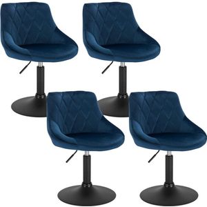 Rootz Barstoel - Kruk - Tegenzit - Lounge Sessel - In Hoogte Verstelbare Draaibare - Fluwelen Zitting - Blauw - 66-82cm Hoogte