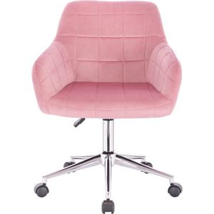WOLTU BS79rs Bureaukruk, bureaustoel, draaikruk, rolstoel, bureaustoel, traploos in hoogte verstelbaar, met rugleuning en armleuningen, van fluweel, roze, 1 stuks